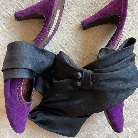 Marc Jacobs Vtg Purple Suede Cloth Strap Heels Made in Italy - Picture 4 of 14